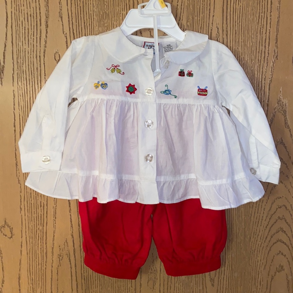 Cotton Kids Baby Girls Christmas outfit 12 mo
